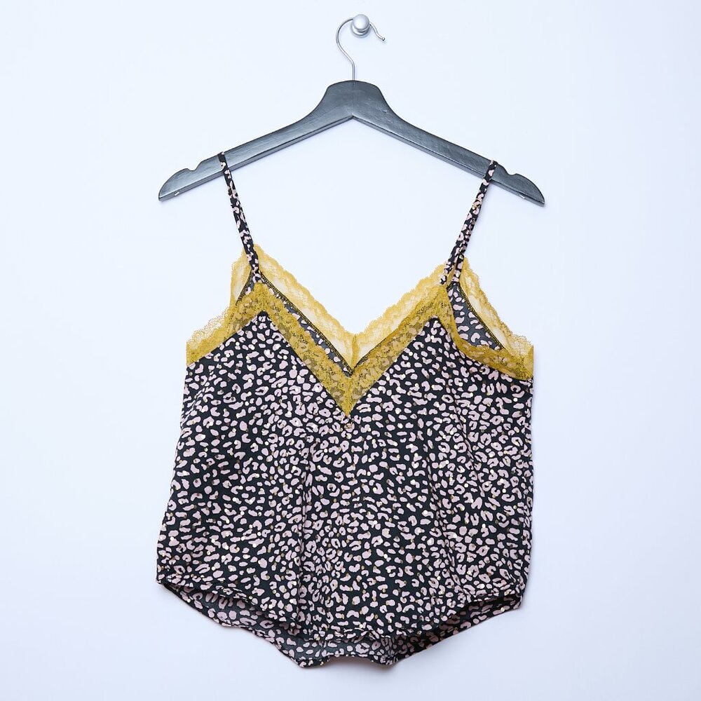 Victoria's Secret Leopard Print Lace Cami Sleep Top Black Pink XS coquette y2k - Picture 2 of 7